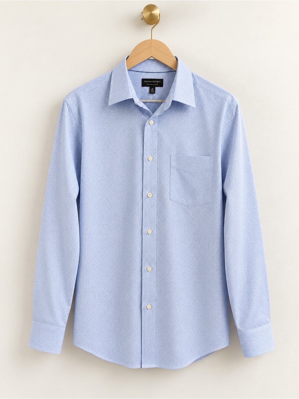 Banana Republic Men’s XL Non-Iron Tailored Slim Fit Blue Print Dress Shirt